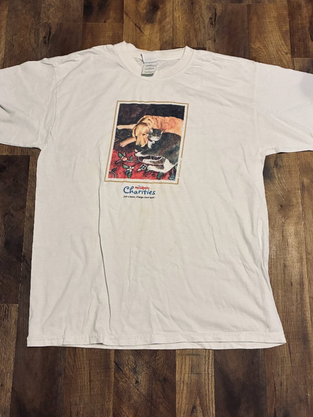 Vintage 90s PetSmart Charities T Shirt Dog Cat Graphic White Promo Tee L